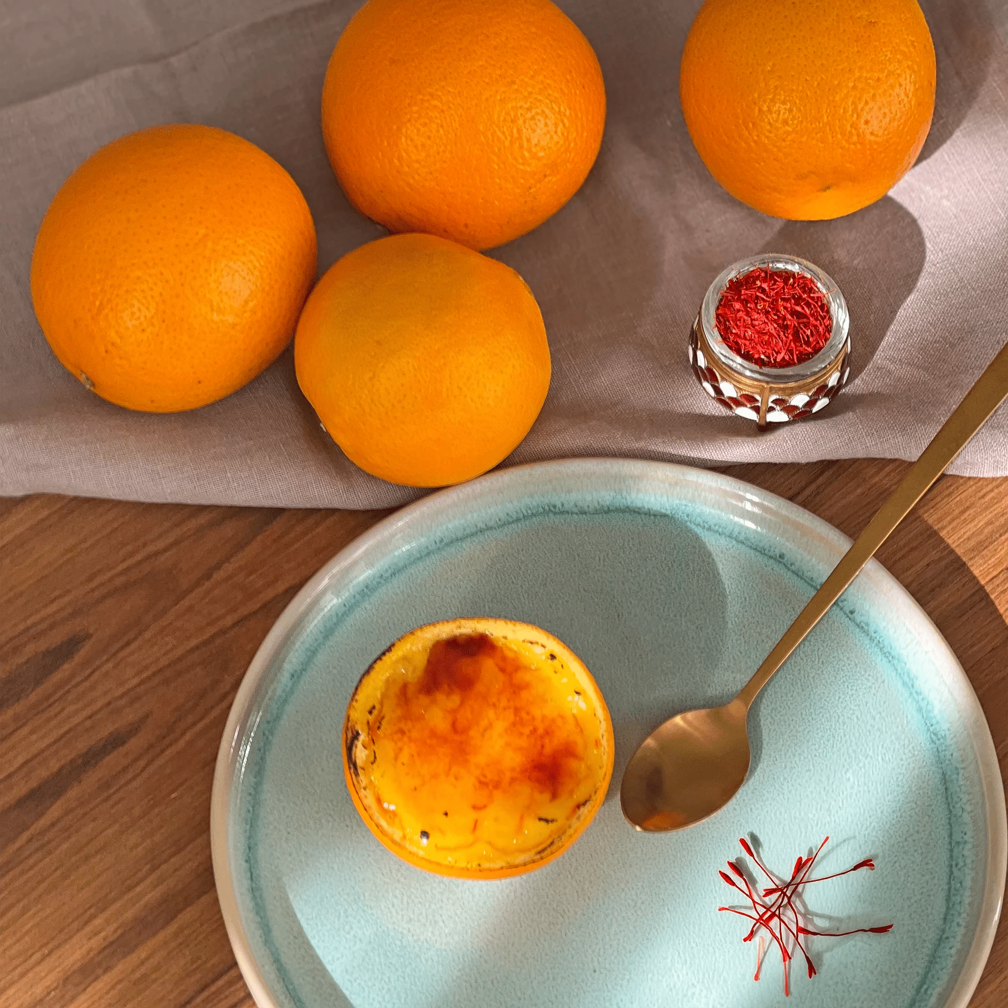 Safran-Orangen Crème Brûlée - Conflictfood