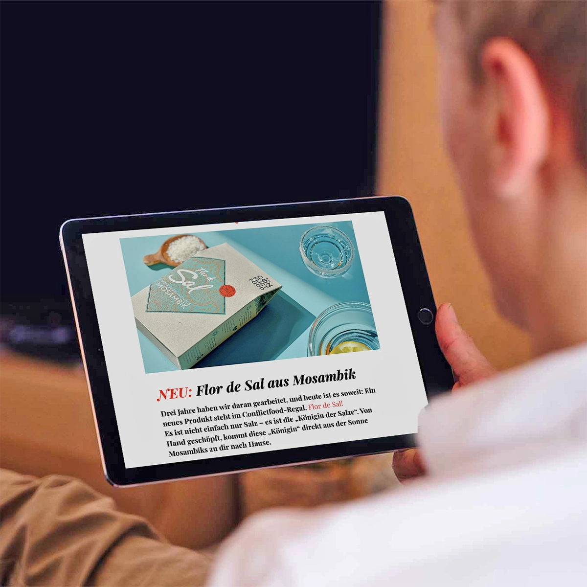 Der Conflictfood Newsletter wird auf einem mobilen Gerät angesehen