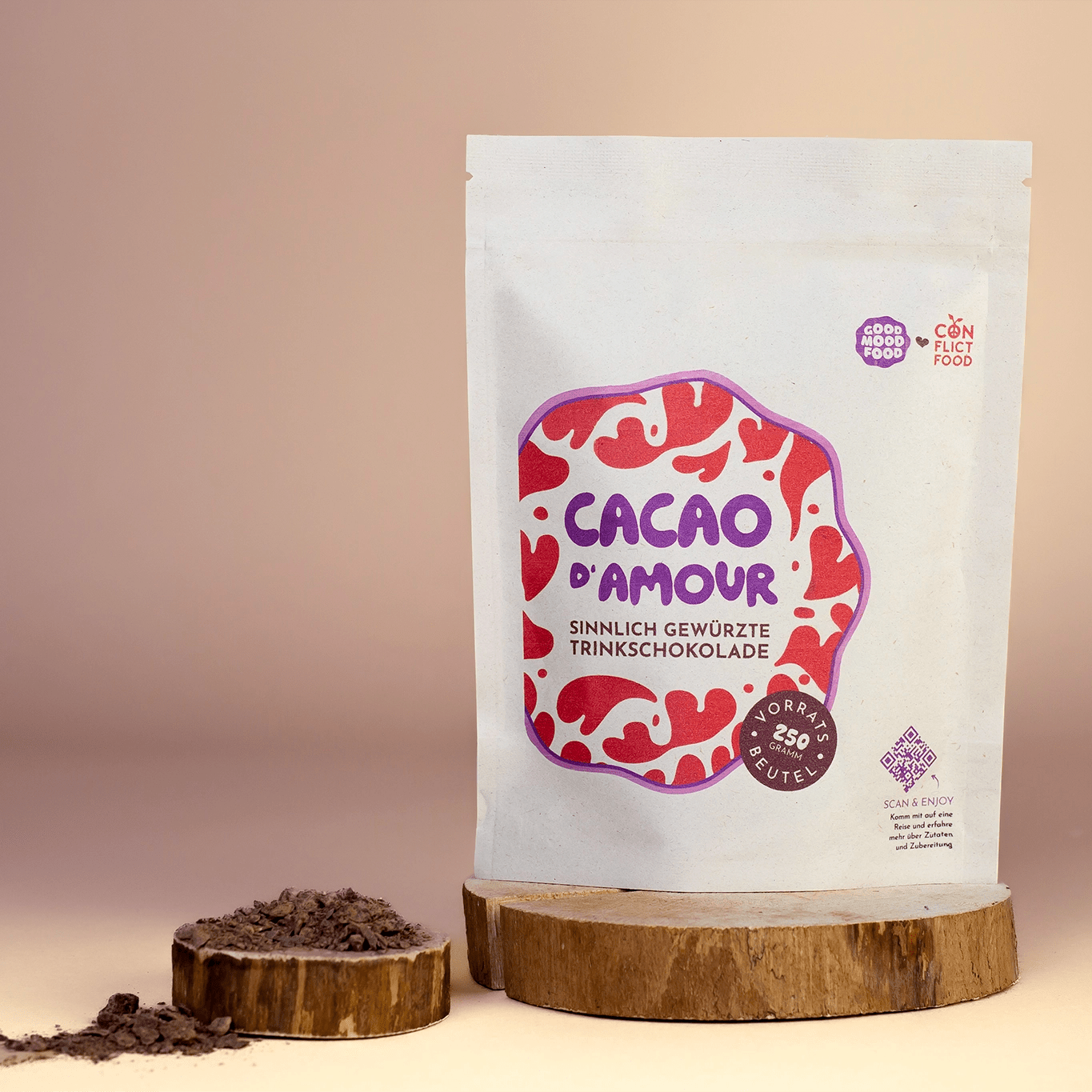 Ein Vorratsbeutel Cacao D'Amour