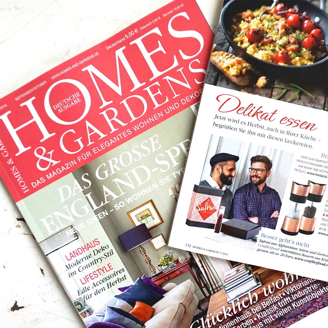 Das Magazin Homes & GArdens berichtet in der Printausgabe über die Arbeit von Conflictfood