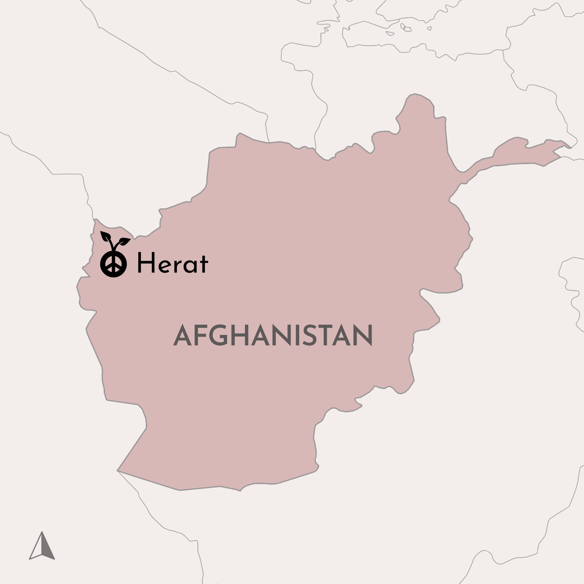 Landkarte Afghanistan mit Herat und Conflictfood Logo Icon